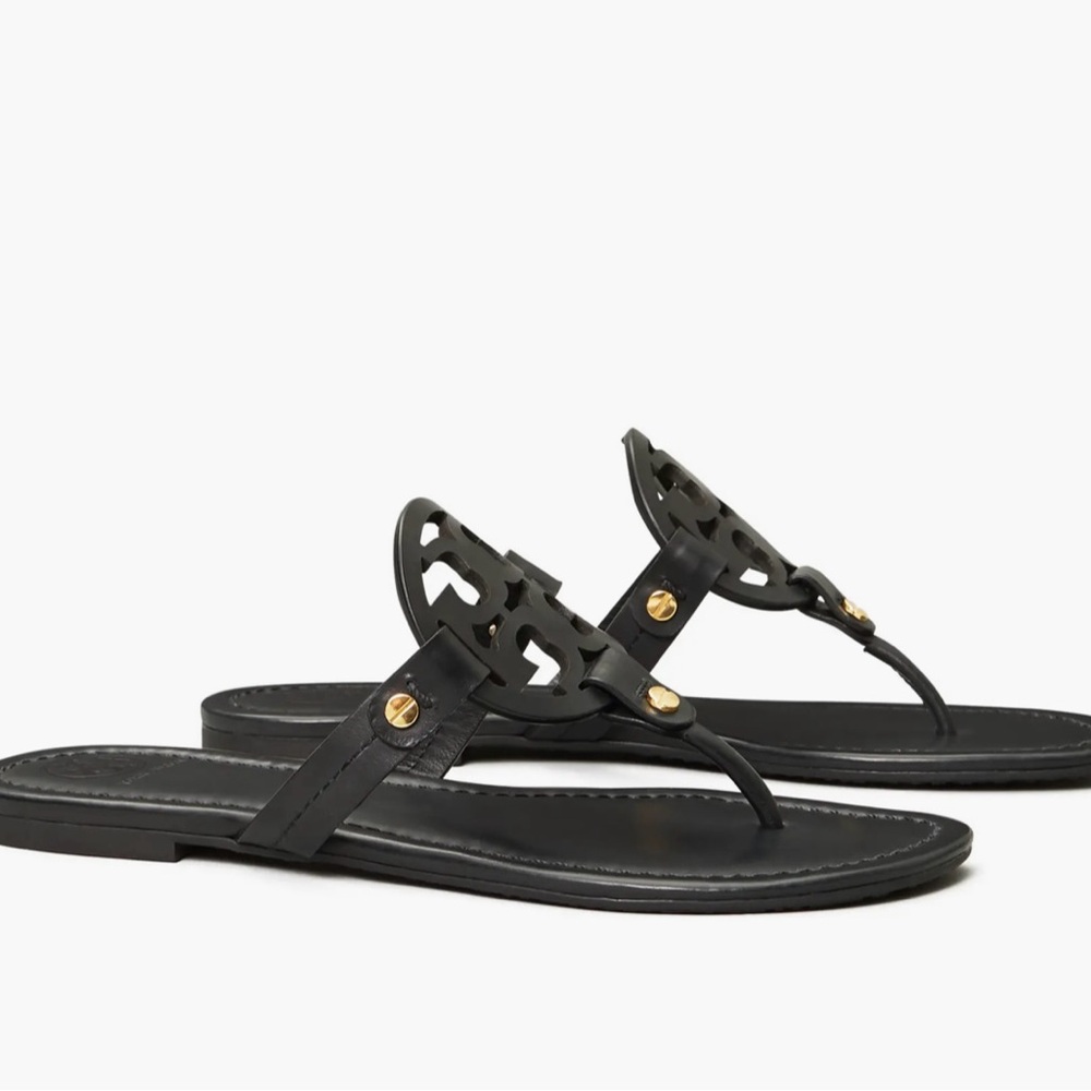 TORY BURCH | Women’s Black Miller Vintage Vachetta Sandals (Size: 8.5)